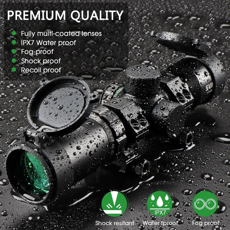 SVITVU Professional Crossbow Scope, 300-450FPS(1.5-5x32), 20-100 Yards High Brightness and high Definition Red and Green Etched Glass Reticle, Free 20mm mounts - Image 4